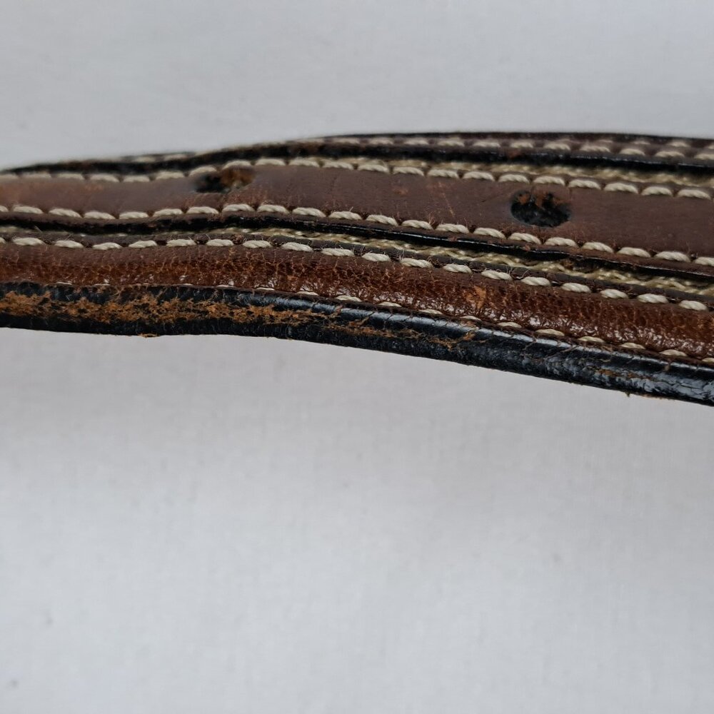 Tommy Bahama Leather & Woven Nylon Belt Size 38 Made in Spain - Picture 14 of 16